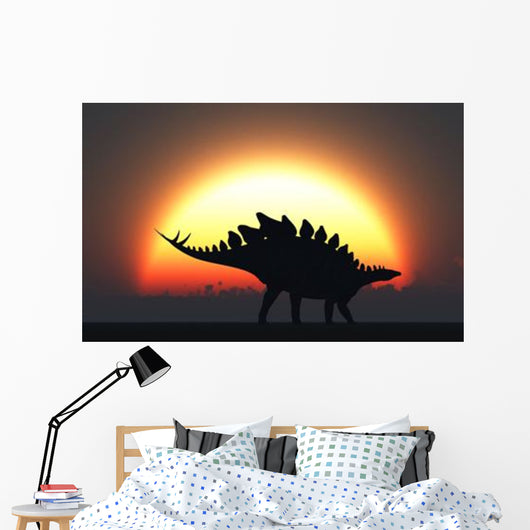 Stegosaurus against Setting Sun Wall Decal