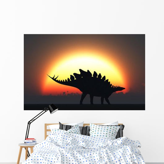Stegosaurus against Setting Sun Wall Decal