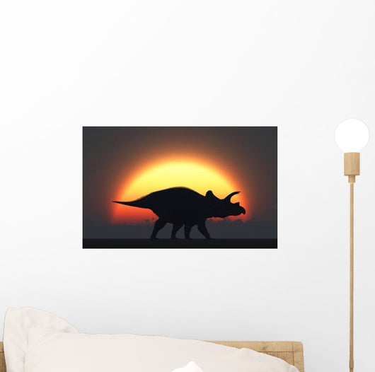 Silhouetted Triceratops Strolling past Wall Decal