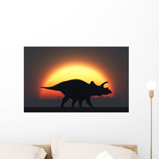 Silhouetted Triceratops Strolling past Wall Decal