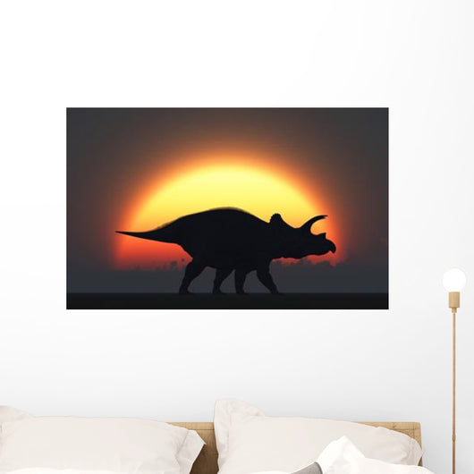 Silhouetted Triceratops Strolling past Wall Decal