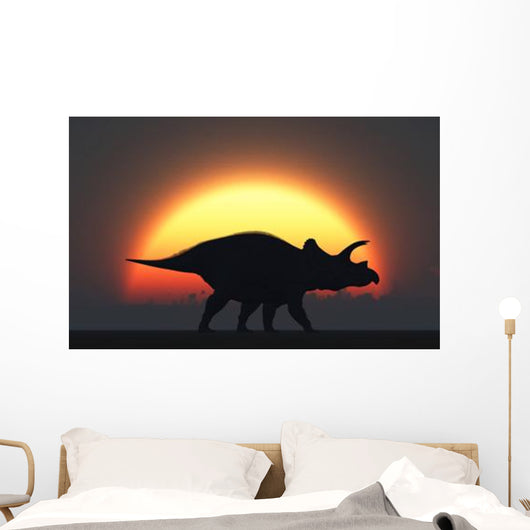 Silhouetted Triceratops Strolling past Wall Decal