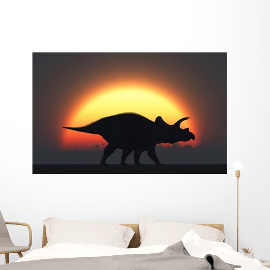 Silhouetted Triceratops Strolling past Wall Decal