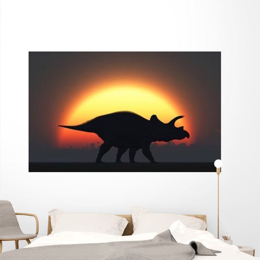 Silhouetted Triceratops Strolling past Wall Decal