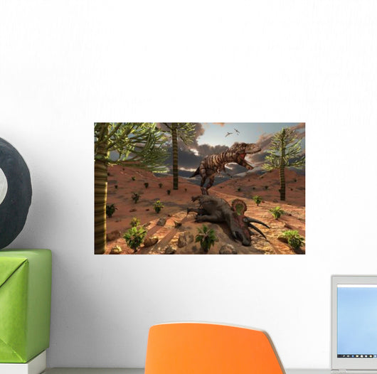 T-rex Comes across Carcass Wall Decal