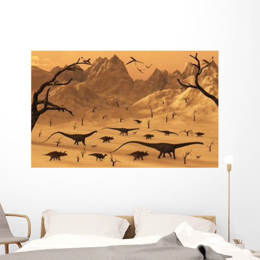 Mixed Herd Dinosaurs Migrate Wall Decal Design 2