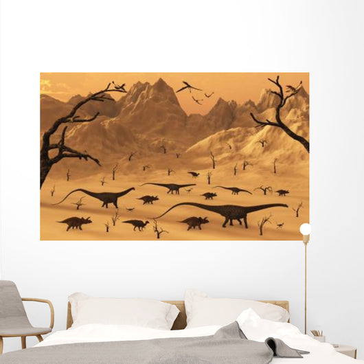 Mixed Herd Dinosaurs Migrate Wall Decal Design 2