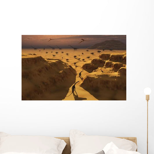 Mixed Herd Dinosaurs Migrate Wall Decal Design 1