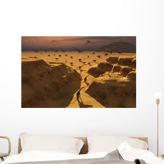 Mixed Herd Dinosaurs Migrate Wall Decal Design 1