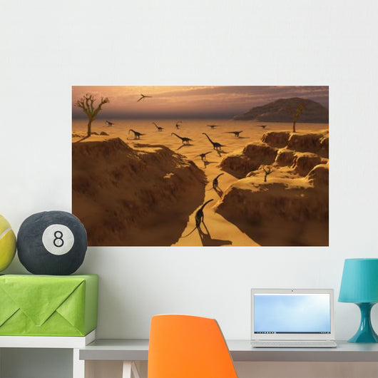 Herd Omeisaurus Dinosaurs Migrate Wall Decal