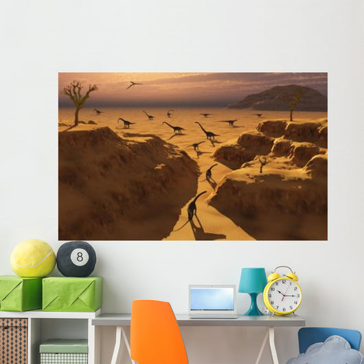 Herd Omeisaurus Dinosaurs Migrate Wall Decal