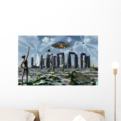 Alien Interdimensional Beings Recharge Wall Decal Design 2 shown on a wall