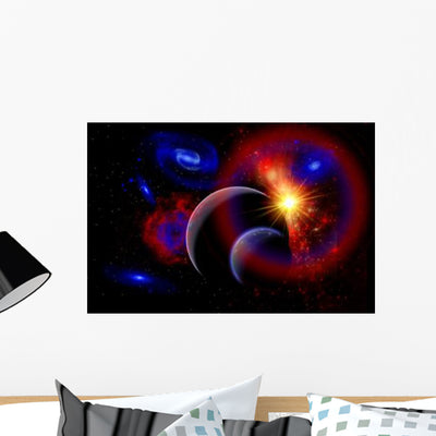 Dramatic Sunrise over Pair Wall Decal shown on a wall