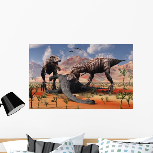 Two T Rex Dinosaurs Wall Decal