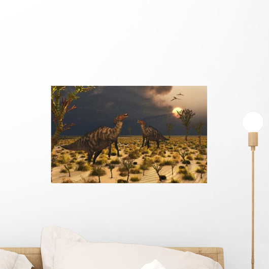 Pair Parasaurolophus Duckbill Dinosaurs Wall Decal