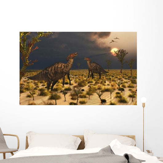 Pair Parasaurolophus Duckbill Dinosaurs Wall Decal