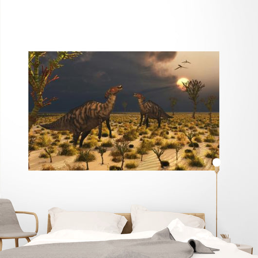 Pair Parasaurolophus Duckbill Dinosaurs Wall Decal