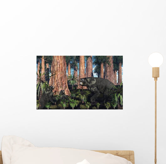 Mother Arctodus Bear with Wall Decal