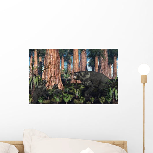 Mother Arctodus Bear with Wall Decal