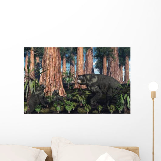 Mother Arctodus Bear with Wall Decal