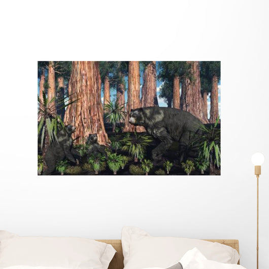 Mother Arctodus Bear with Wall Decal