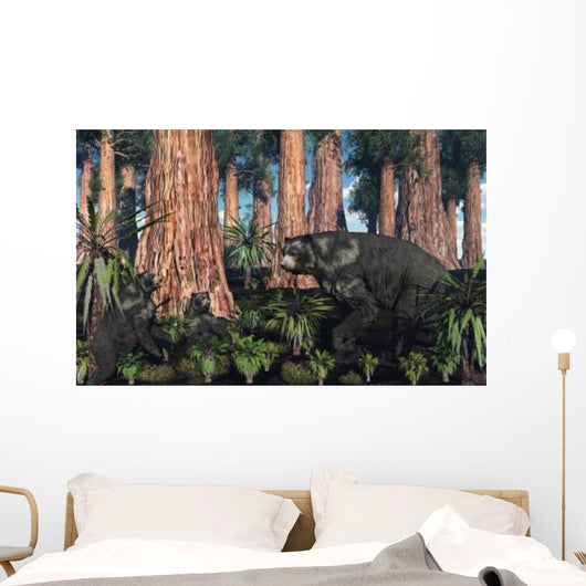 Mother Arctodus Bear with Wall Decal