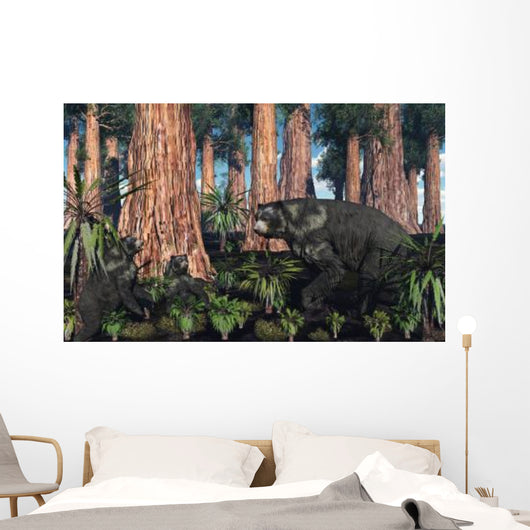 Mother Arctodus Bear with Wall Decal