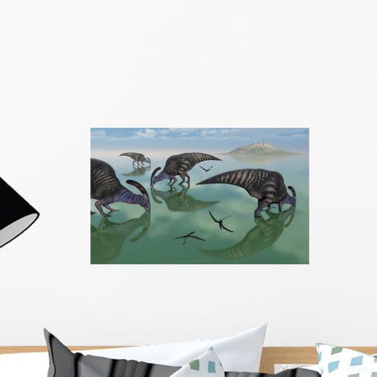 Parasaurolophus Dinosaurs Graze Organic Wall Decal