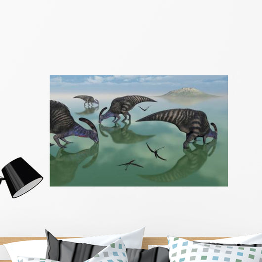 Parasaurolophus Dinosaurs Graze Organic Wall Decal