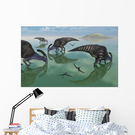 Parasaurolophus Dinosaurs Graze Organic Wall Decal