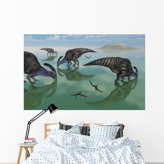 Parasaurolophus Dinosaurs Graze Organic Wall Decal