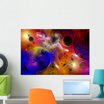 Dimensional Universes Meet and Wall Decal shown on a wall