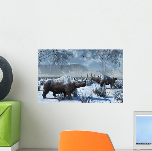 Pair Woolly Rhinoceros Severe Wall Decal