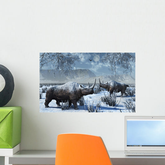 Pair Woolly Rhinoceros Severe Wall Decal