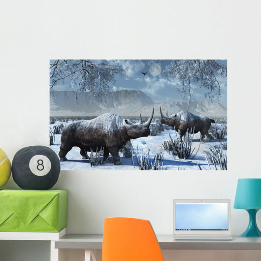 Pair Woolly Rhinoceros Severe Wall Decal