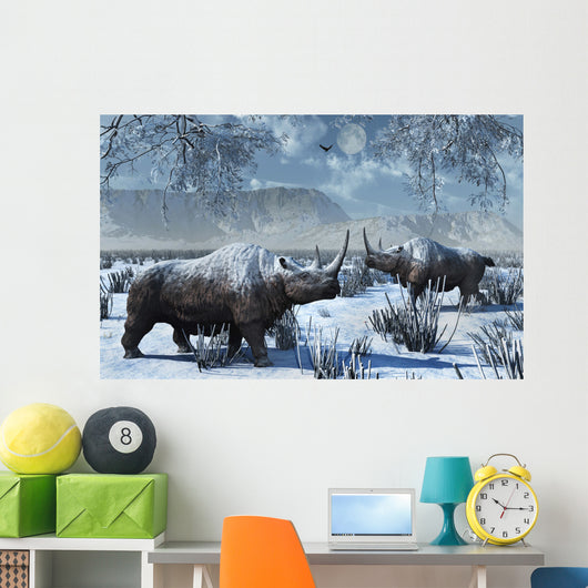 Pair Woolly Rhinoceros Severe Wall Decal