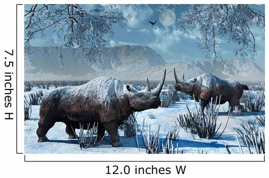 Pair Woolly Rhinoceros Severe Wall Decal