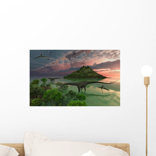 Pair Diplodocus Dinosaurs during Wall Decal