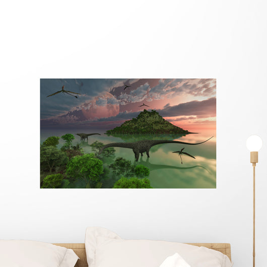 Pair Diplodocus Dinosaurs during Wall Decal