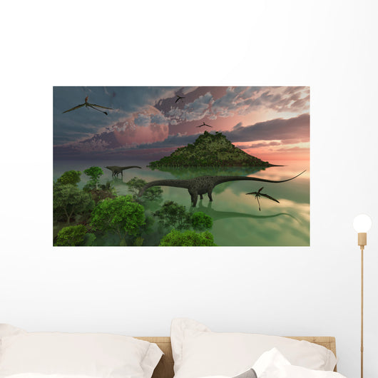Pair Diplodocus Dinosaurs during Wall Decal