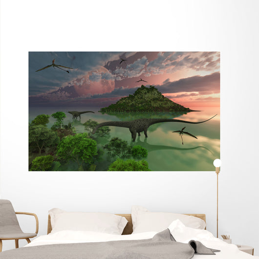Pair Diplodocus Dinosaurs during Wall Decal