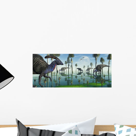Group Parasaurolophus Duckbill Dinosaurs Wall Decal