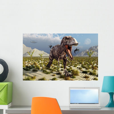 Insectoid Drones Attack Frustrated Wall Decal shown on a wall
