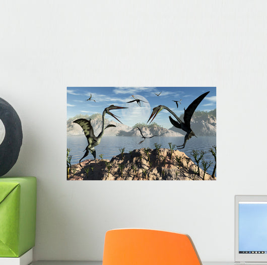 Flock Large Quetzalcoatlus Pterosaurs Wall Decal