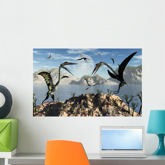 Flock Large Quetzalcoatlus Pterosaurs Wall Decal