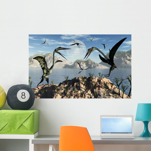 Flock Large Quetzalcoatlus Pterosaurs Wall Decal