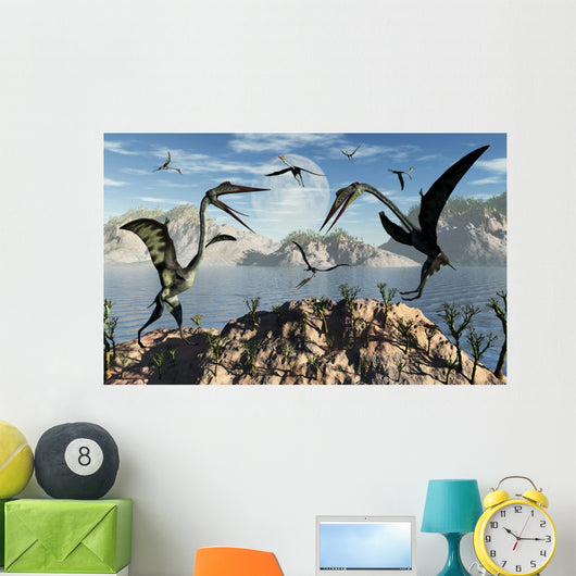 Flock Large Quetzalcoatlus Pterosaurs Wall Decal
