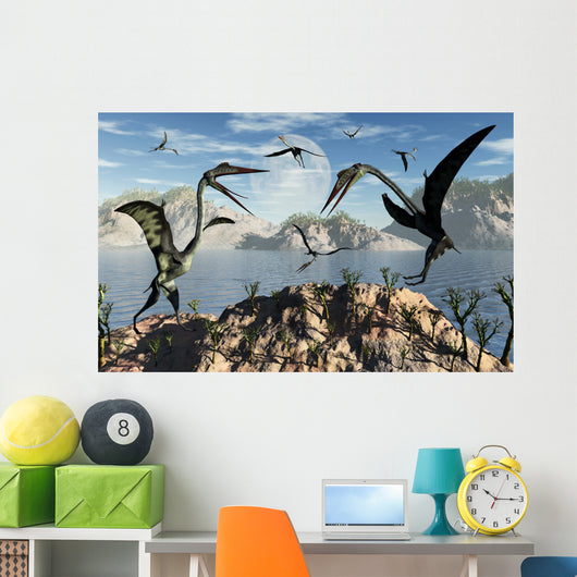 Flock Large Quetzalcoatlus Pterosaurs Wall Decal