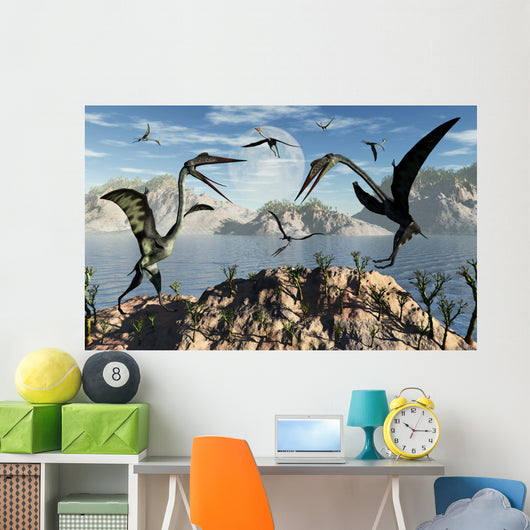 Flock Large Quetzalcoatlus Pterosaurs Wall Decal