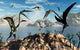 Flock Large Quetzalcoatlus Pterosaurs Wall Decal